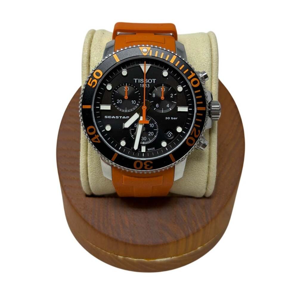 Tissot Seastar 1000 Watch Mens 45.5mm Chronograph Orange T120.417.17.051.01 Box